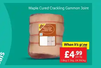 Lidl Maple Cured Crackling Gammon Joint offer