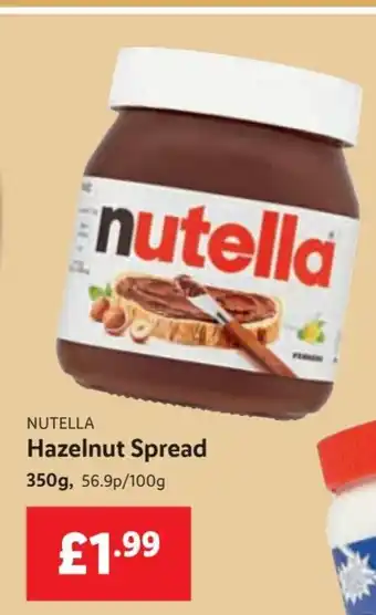 Lidl Nutella Hazelnut Spread 350g offer