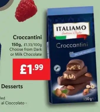Lidl Croccantini 150g Dark or Milk Chocolate offer