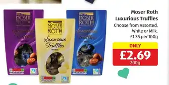 Aldi Moser Roth Luxurious Truffles White or Milk offer