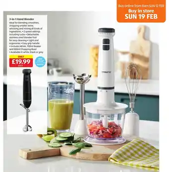 Aldi 3-in1 Hand Blender, White, Black or Grey offer