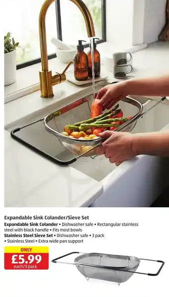 Aldi Expandable Sink Colander/Sieve Set - each/Pack offer