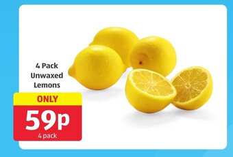 Aldi 4 Pack Unwaxed Lemons offer