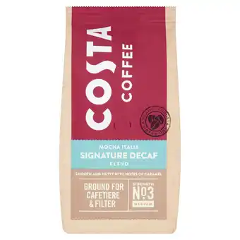 Tesco Costa coffee mocha italia signature decaf blend 200g offer