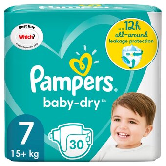 Tesco Pampers baby dry size 7 essential pack 30 nappies offer