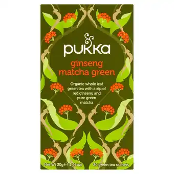 Tesco Pukka organic ginseng matcha green t /bag 30g offer