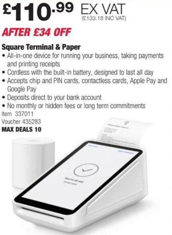 Costco Square Terminal & Paper offer