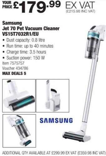 Costco Samsung Jet 70 Pet Vacuum Cleaner VS15T7032R1/EU offer