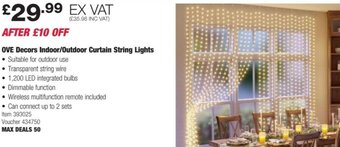 Costco OVE Decors Indoor/Outdoor Curtain String Lights offer