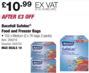 Costco Bacofoil Safeloc Food and Freezer Bags offer