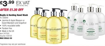 Costco Baylis & Harding Hand Wash 4 x 500ml offer