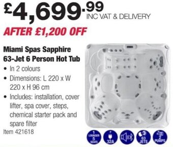 Costco Miami Spas Sapphire 63-Jet 6 Person Hot Tub offer