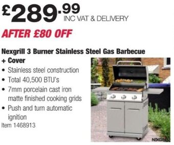 Costco Nexgrill 3 Burner Stainless Steel Gas Barbecue + Cover offer