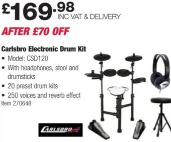Costco Carlsbro Electronic Drum Kit offer