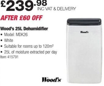 Costco Wood's 25L Dehumidifier offer