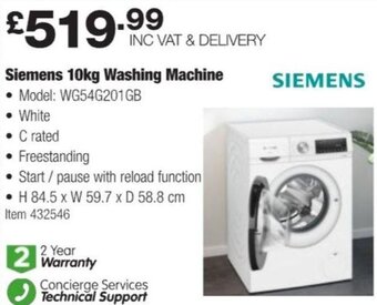 Costco Siemens 10kg Washing Machine offer