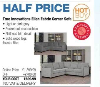 Costco True innovations ellen fabric corner sofa offer