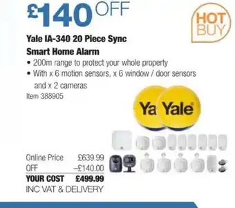 Costco Yale ia-340 20 piece sync smart home alarm offer
