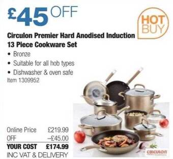 Costco Circulon premier hard anodised induction 13 piece cookware set offer