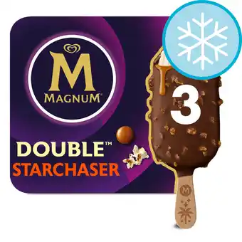 Tesco Magnum double starchaser chocolate, caramel, popcorn flavour ice cream 3 x 85ml offer