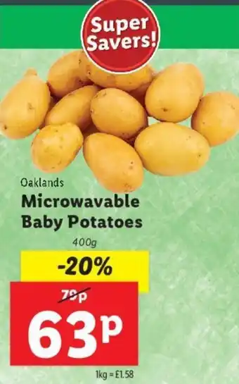 Lidl Oaklands Microwavable Baby Potatoes 400 g offer