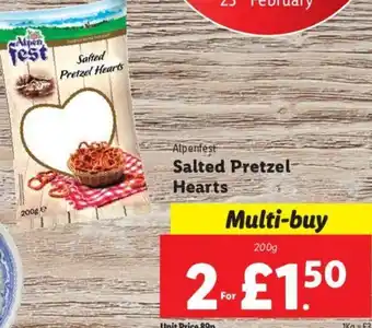 Lidl Alpenfest Salted Pretzel Hearts 200 g offer