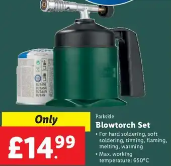 Lidl Parkside Blowtorch Set offer