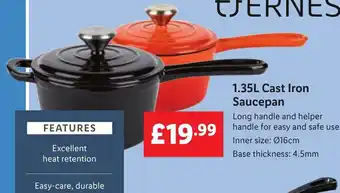 Lidl Ernesto 1.35L Cast Iron Saucepan offer