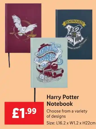 Lidl Harry Potter Notebook offer