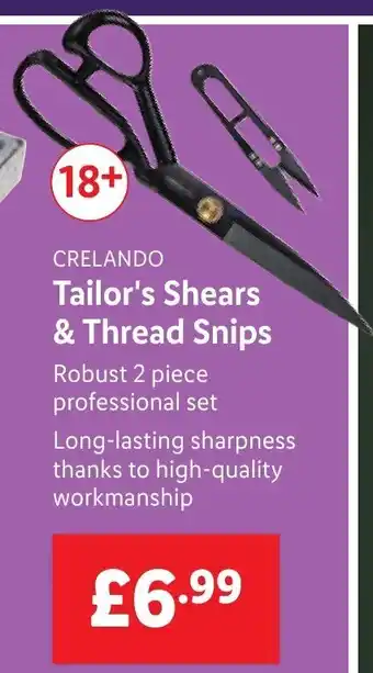 Lidl Crelando Tailor's Shears & Thread Snips offer