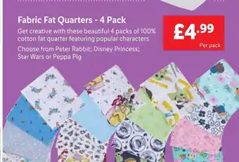 Lidl Fabric Fat Quarters - 4 Pack offer