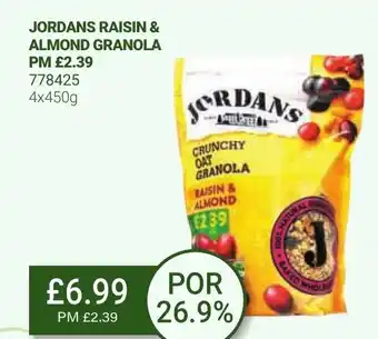 Bestway Jordans Raisin & Almond Granola 4x450g offer