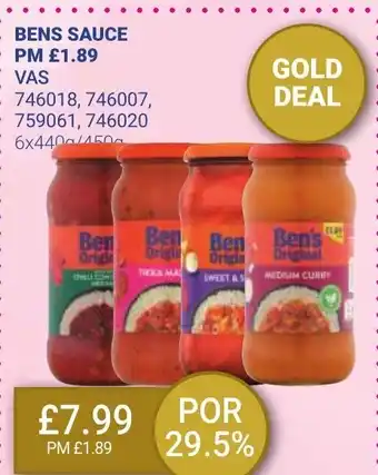 Bestway Bens Sauce 6x440g/450g offer
