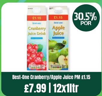 Bestway Best-One Cranberry/Apple Juice 12x1ltr offer