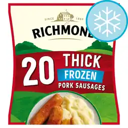 Tesco Richmond 20 frozen thick pork sausages 860g offer