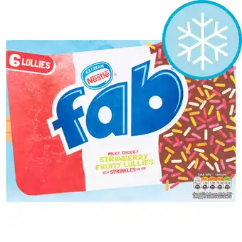 Tesco Nestle fab strawberry ice lollies 6 x 58ml offer