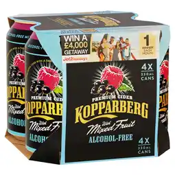 Tesco Kopparberg premium cider mixed fruit alcohol free 4x330ml offer