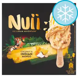 Tesco Nuii coconut & indian mango ice cream 3x90ml offer