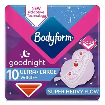 Morrisons Bodyform goodnight ultra large+ sanitary towels with wings offer