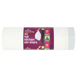 Morrisons Morrisons 50l drawstring tall kitchen waste bin liners offer