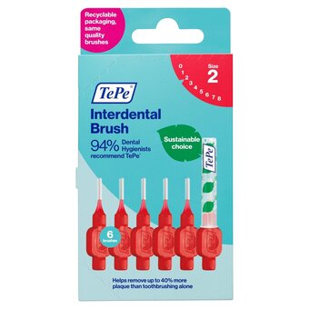 Morrisons Tepe interdental brush 0.5mm size 2 red brushes offer