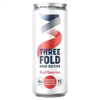 Morrisons Three fold hard seltzer red berries (abv 4%) offer