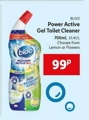 Lidl Bloo Power Active Gel Toilet Cleaner Lemon Or Flowers offer