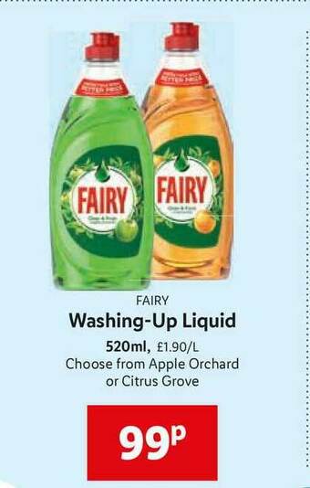 Lidl Fairy Washing-Uo Liquid Apple Orchard Or Citrus Grove offer