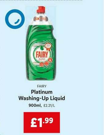 Lidl Fairy Platinum Washing-Up Liquid offer