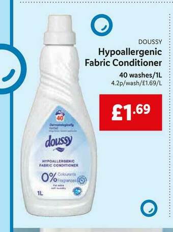 Lidl Doussy Hypoallergenic Fabric Conditioner offer