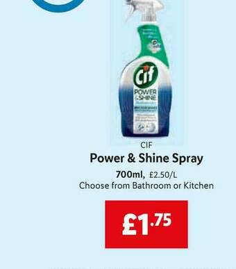Lidl Cif Power & Shine Spary Bathroom Or Kitchen offer