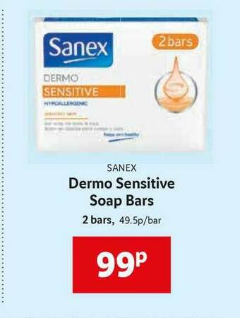Lidl Sanex Dermo Sensitive Soap Bars offer