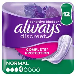 Morrisons Always discreet incontinence pads normal for sensitive bladder 12 pack offer