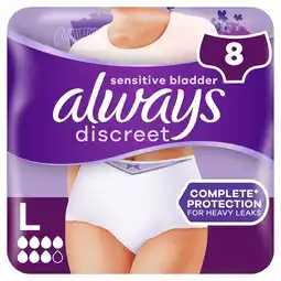 Morrisons Always discreet underwear incontinence pants plus large 8 pack offer